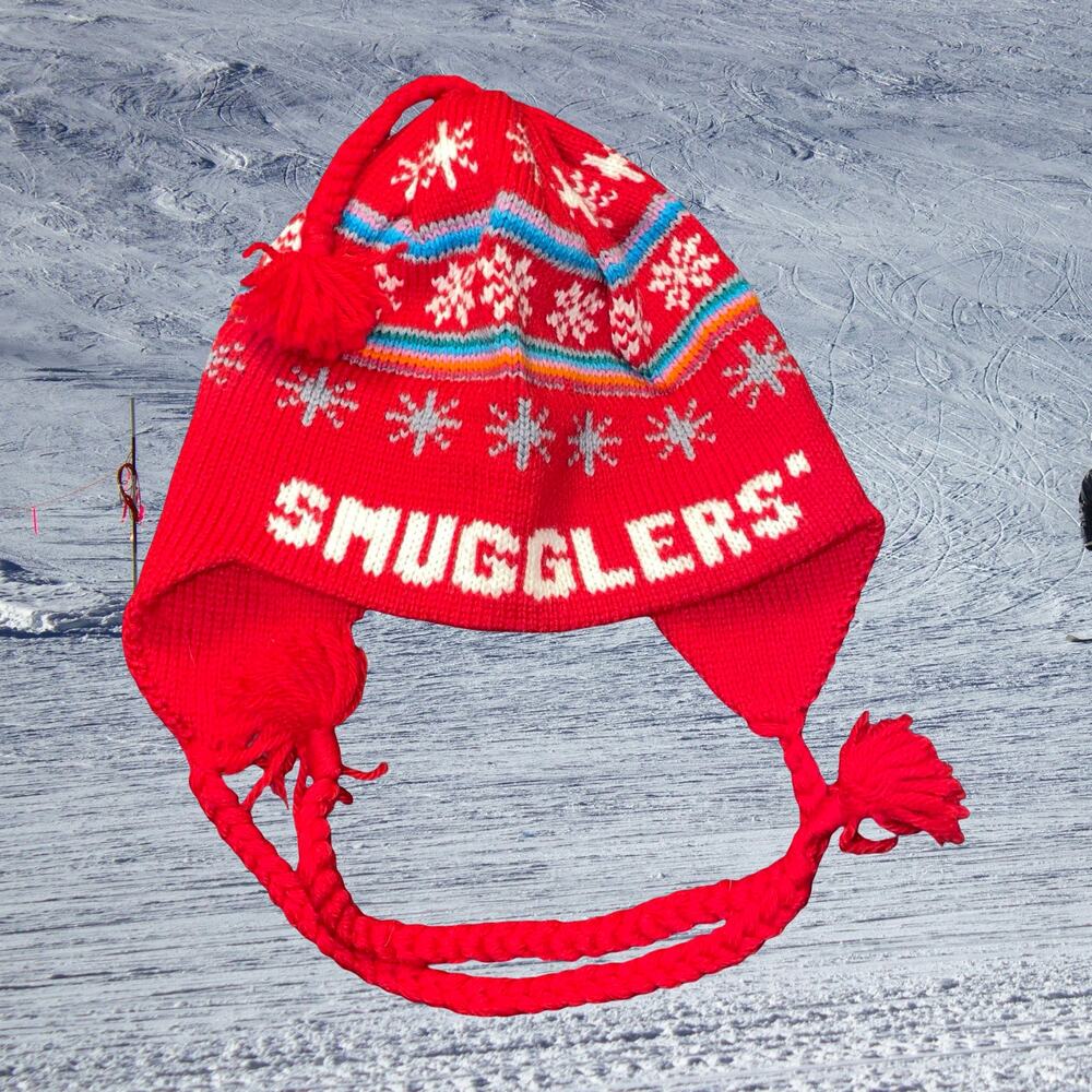 Green Mountain Designs Smugglers Notch VT 100% Wool Earflap Beanie Hat Vintage